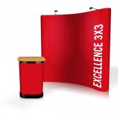 stand parapluie 3x3 impression sur PVC 450µ + plastification - misterexpo.fr